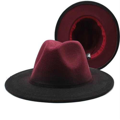 Two-Tone Gradient Panama Hat with Wide Brim - Boniskiss