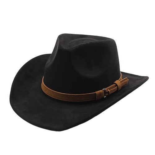 Chapeau de cowboy rétro western en laine à larges bords - Boniskiss