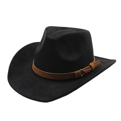 Chapeau de cowboy rétro western en laine à larges bords - Boniskiss