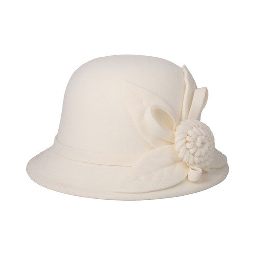 Boniskiss Vintage Elegant Flower Wide Brim Cloche Hat