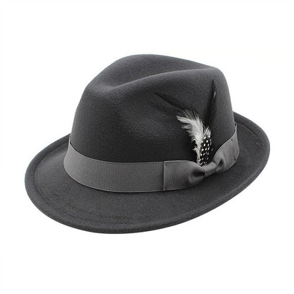 Classic Fedora Hat Short Brim Felt Feather Hat | Size M-L- Boniskiss