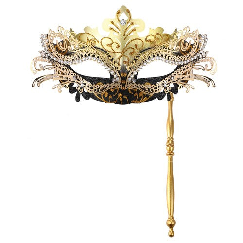 Boniskiss Women's Gorgeous Mask With Holding Stick - Venetian Masquerade Mask Mardi Gras Costumes