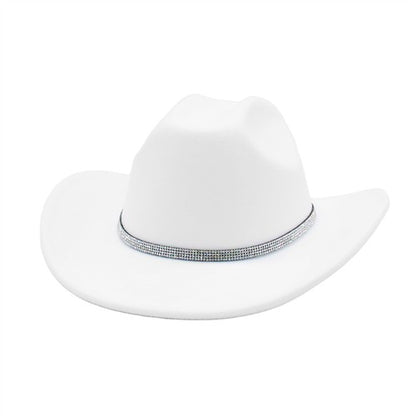 Rhinestone Embellished Cowboy Hat Western Wide Brim Hat - Boniskiss