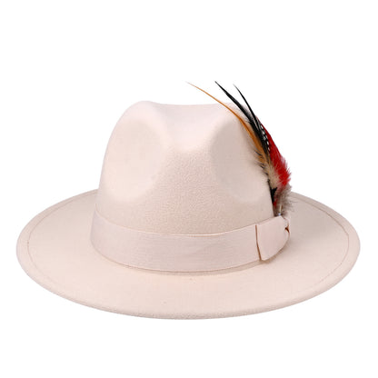 Beige Bohemian Feather Fedora Hat | Size M-L - Boniskiss
