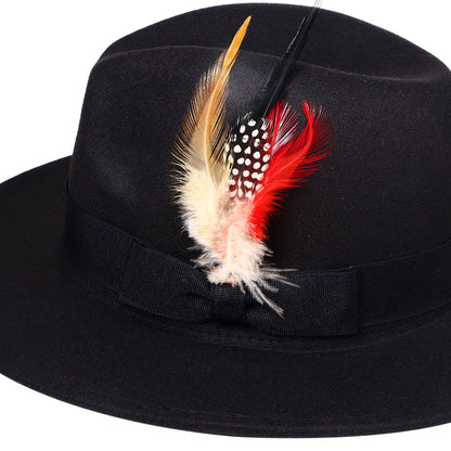 Black Bohemian Feather Fedora Hat | Size M-L - Boniskiss