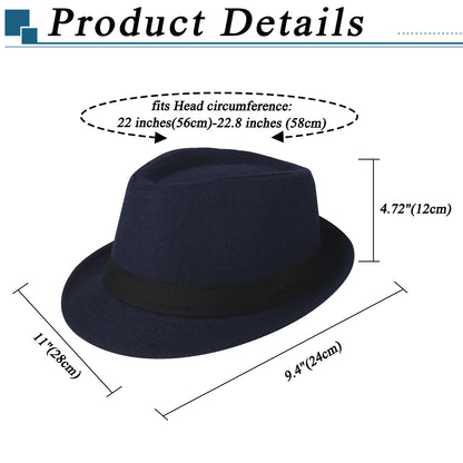 Blue Classic Derby Style Short Brim Trilby Hat | Size L - Boniskiss