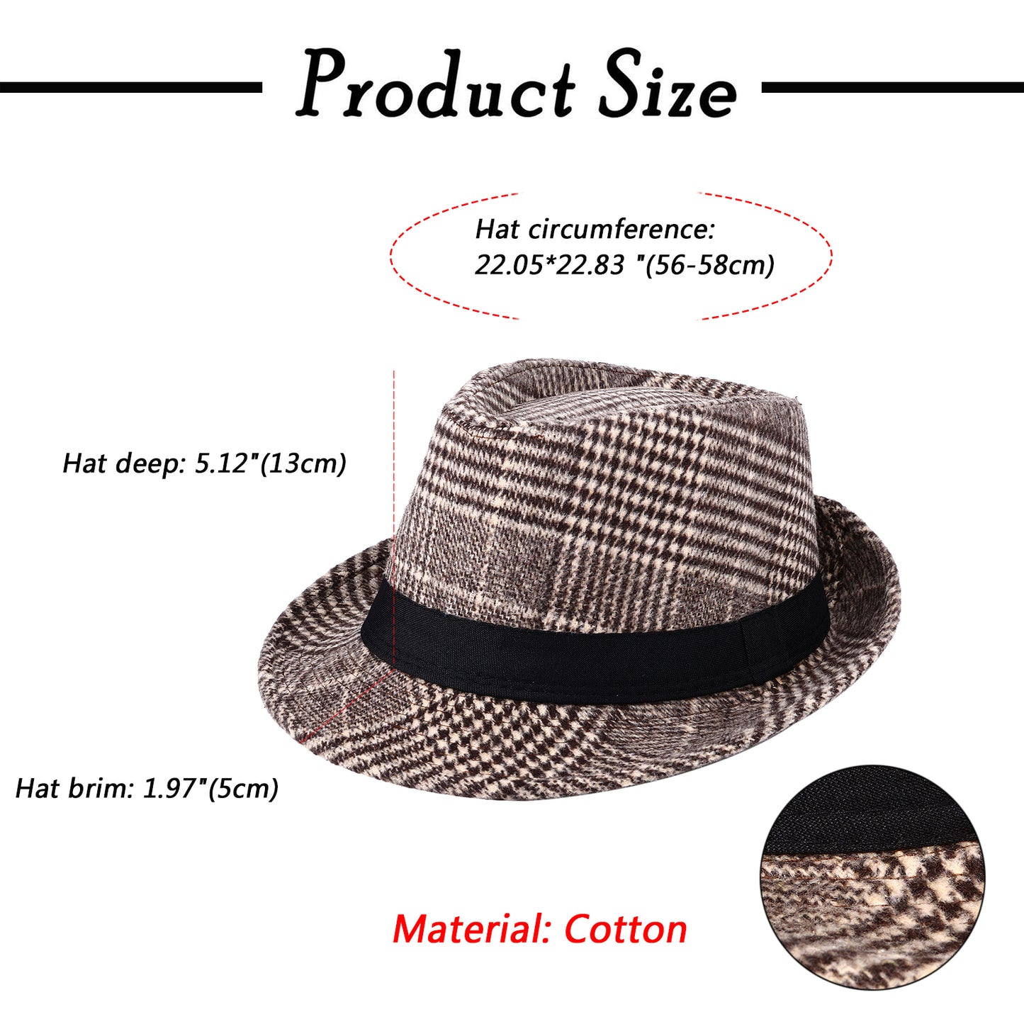 Khaki Classic Manhattan Gangster Trilby Fedora Hat | Size M-L- Boniskiss