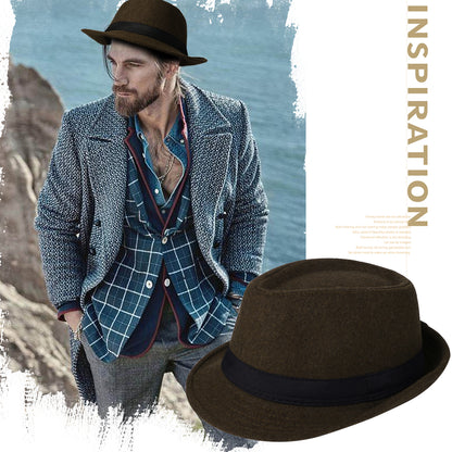 Coffee Classic Derby Style Short Brim Trilby Hat | Size L - Boniskiss