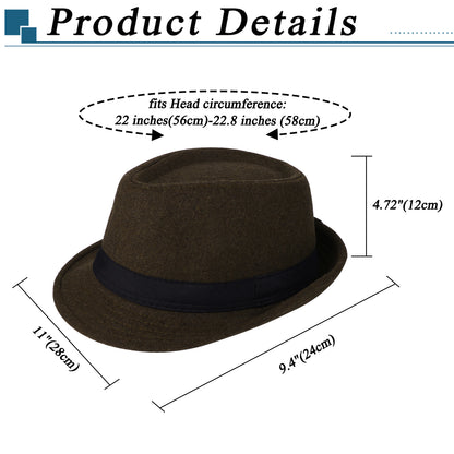 Coffee Classic Derby Style Short Brim Trilby Hat | Size L - Boniskiss