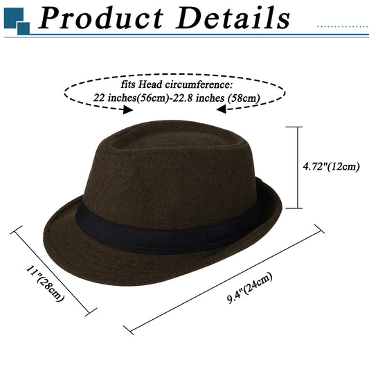 Coffee Classic Derby Style Short Brim Trilby Hat | Size L - Boniskiss