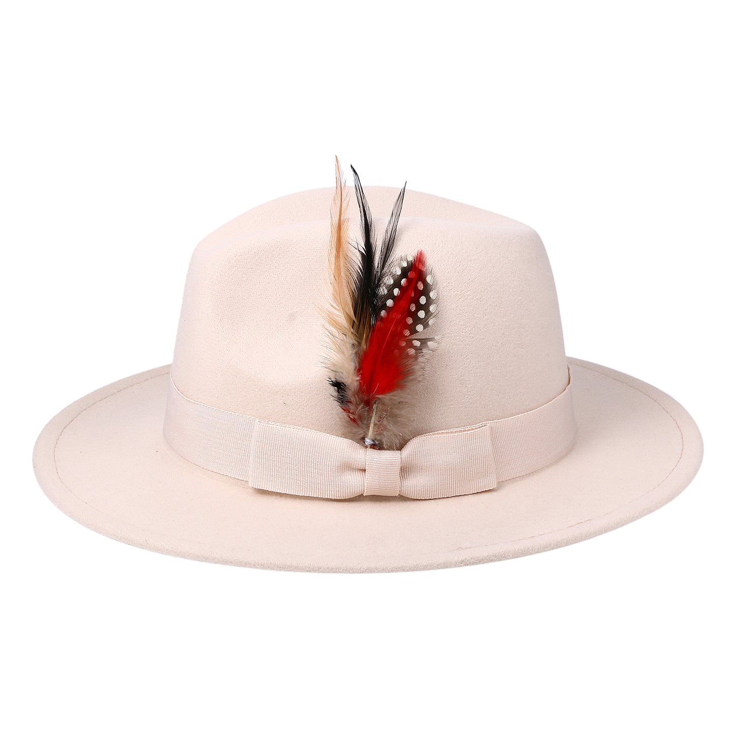 Beige Bohemian Feather Fedora Hat | Size M-L - Boniskiss