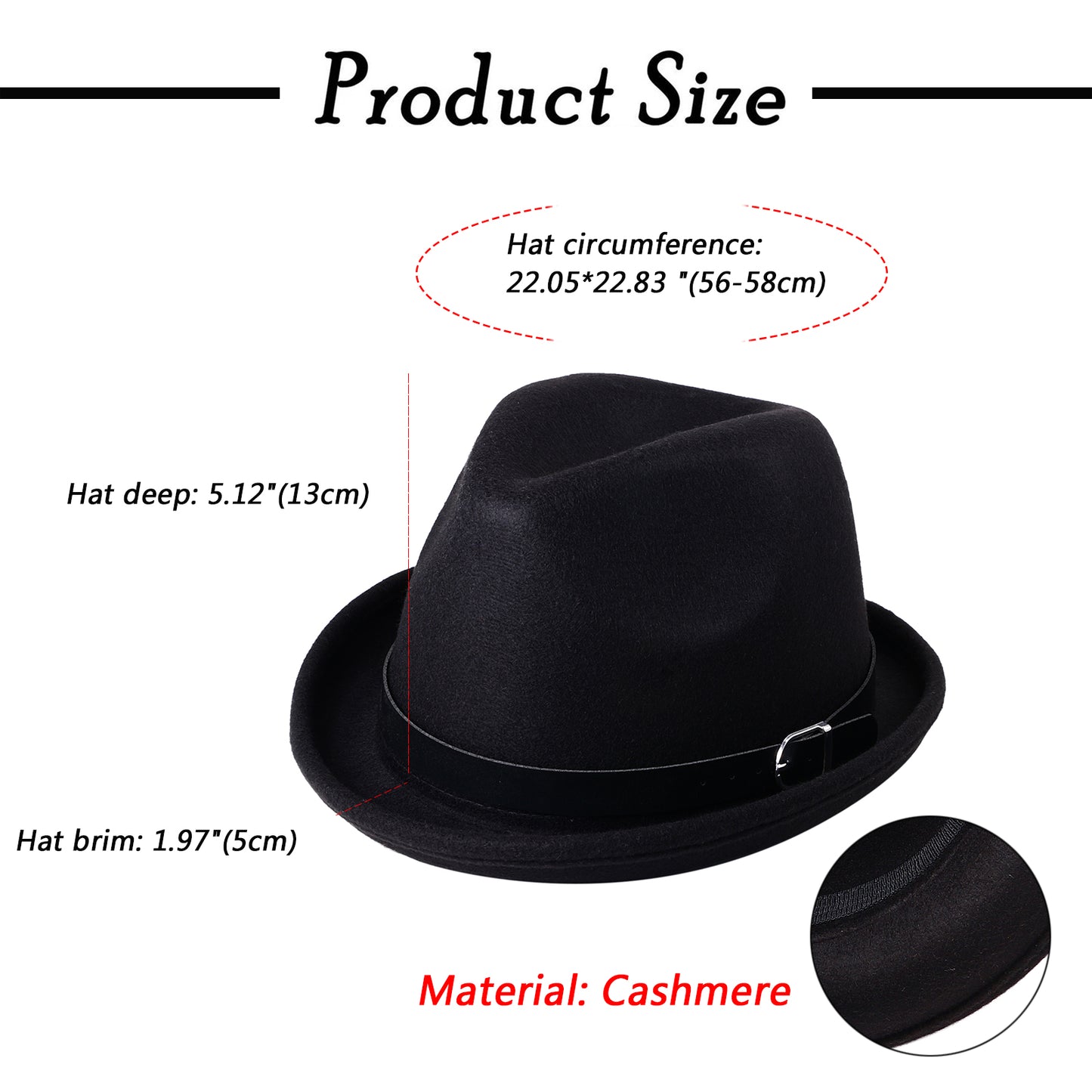 Classic Wide Brim Fedora Jazz Hat - Boniskiss