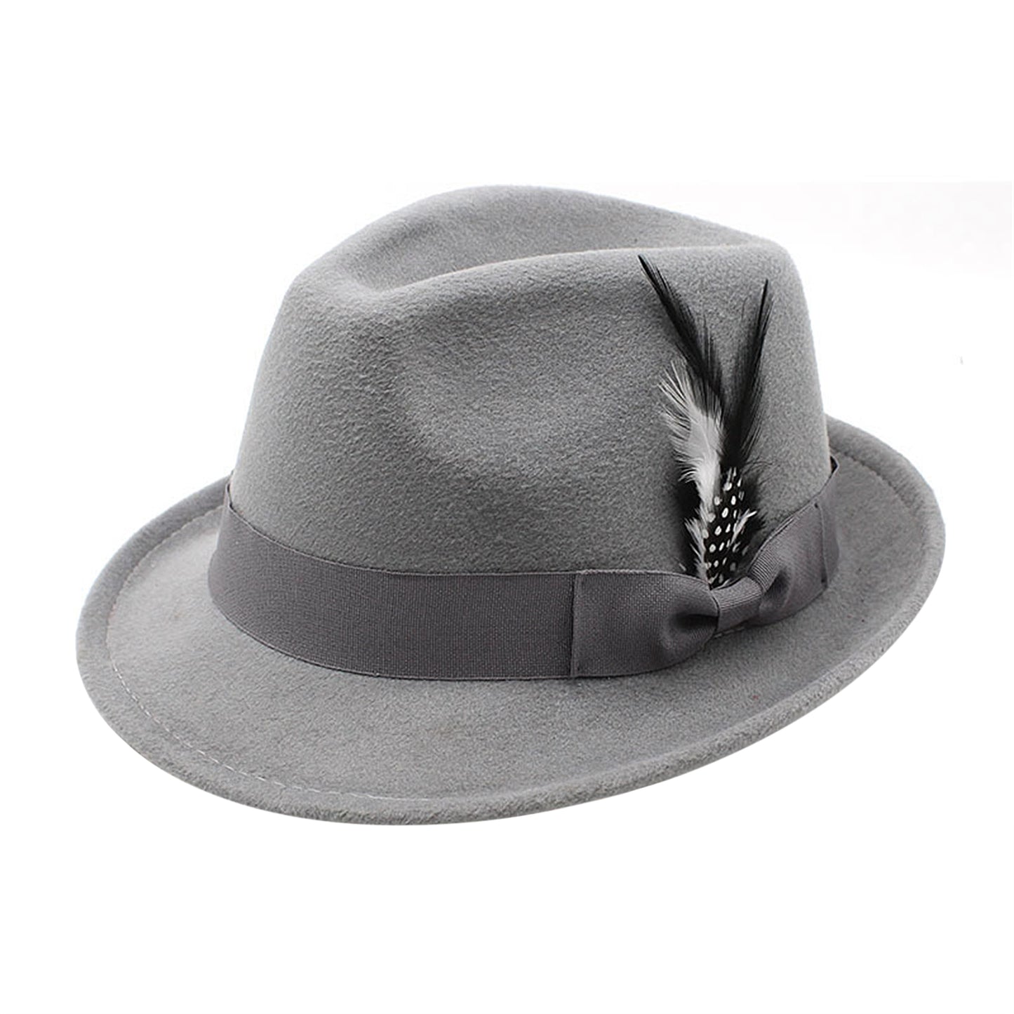 Classic Fedora Hat Short Brim Felt Feather Hat | Size M-L- Boniskiss
