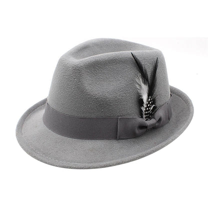 Classic Fedora Hat Short Brim Felt Feather Hat | Size M-L- Boniskiss