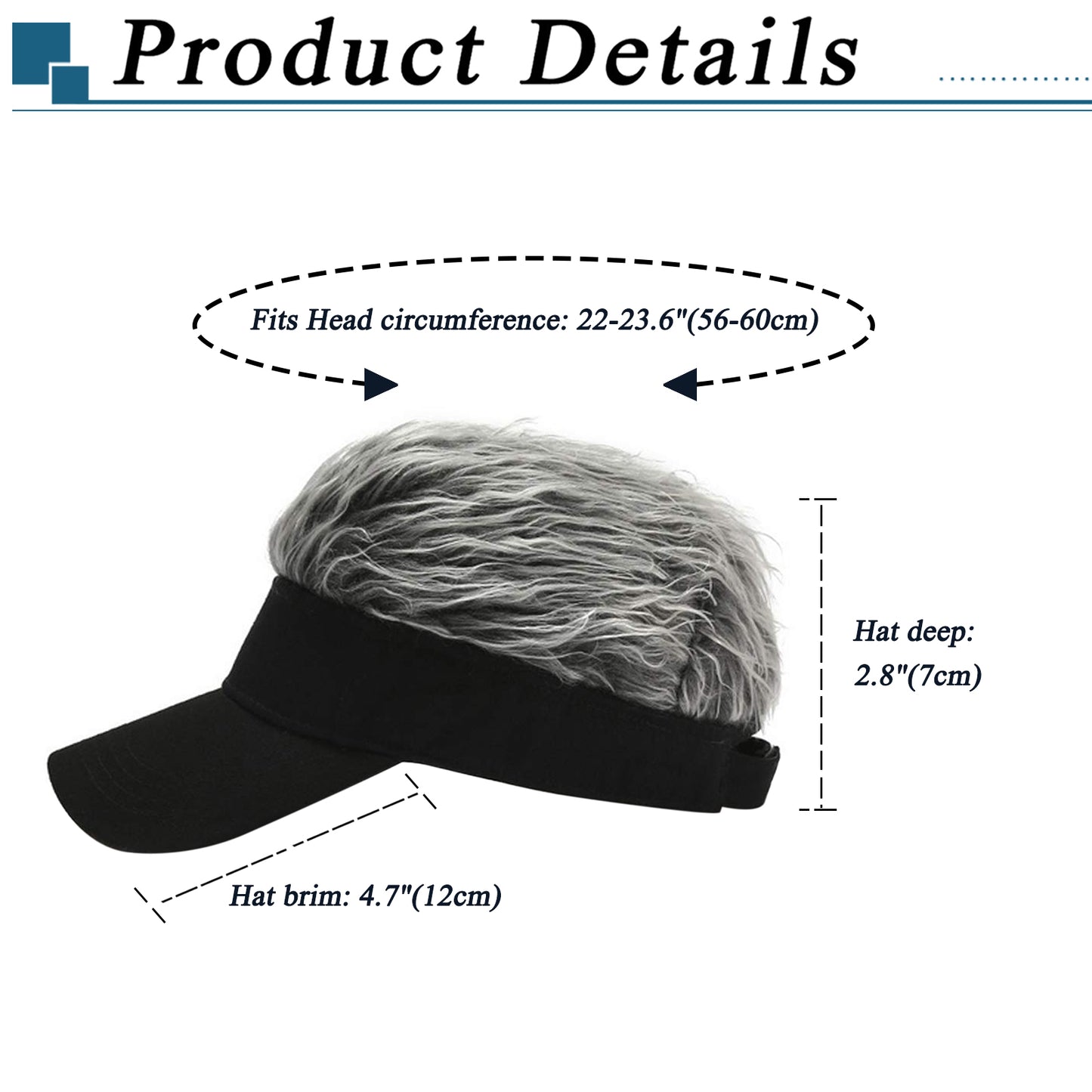Fake Hairs-Funny Sun Hats Novelty Baseball Wig Cap - Boniskiss