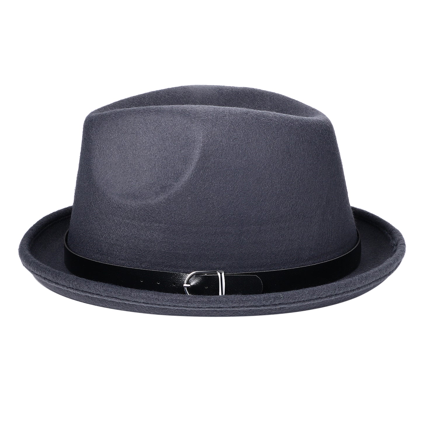 Gray Classic Pork Pie Fedora Jazz Hat with Belt | Size M-L - Boniskiss