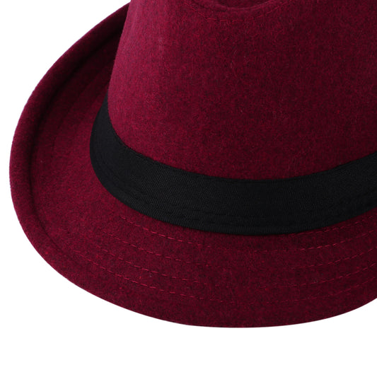 Red Classic Derby Style Short Brim Trilby Hat | Size L- Boniskiss