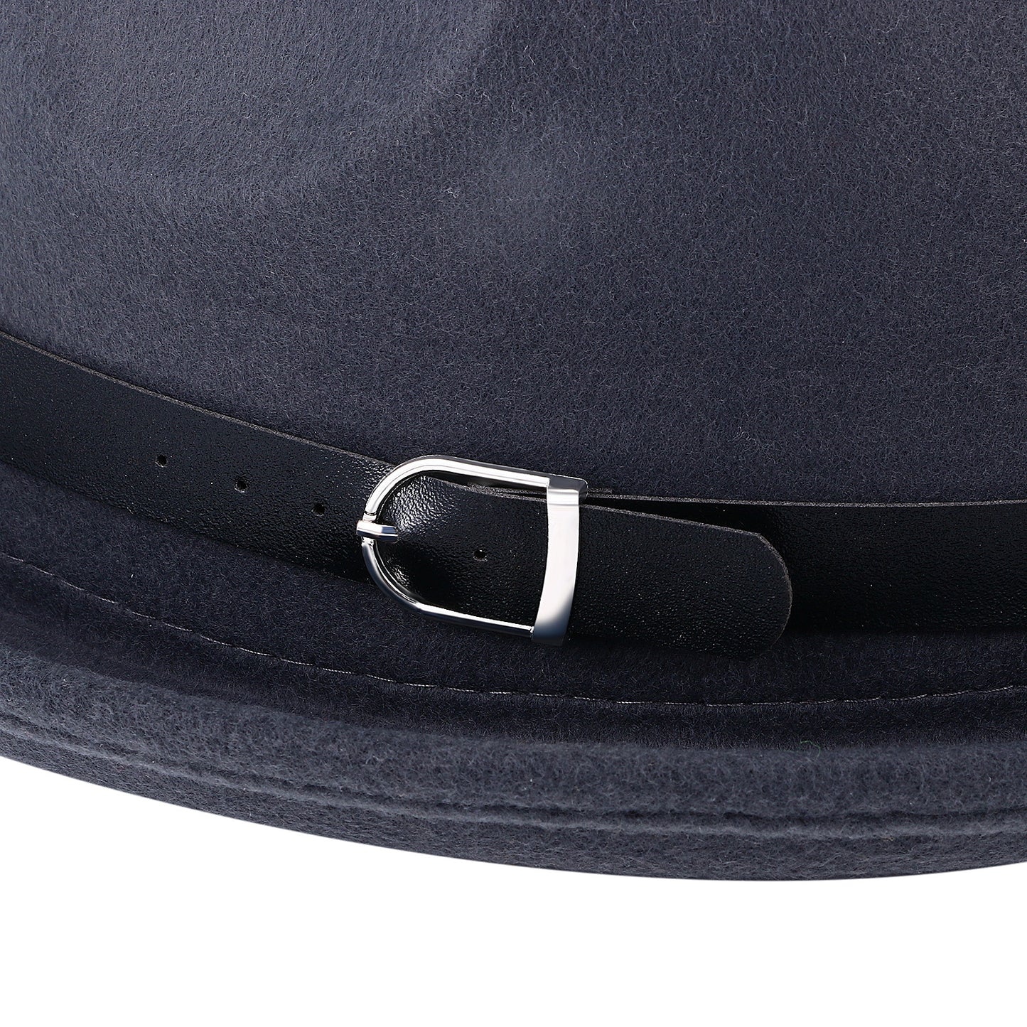Gray Classic Pork Pie Fedora Jazz Hat with Belt | Size M-L - Boniskiss