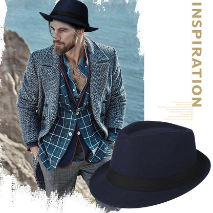 Blue Classic Derby Style Short Brim Trilby Hat | Size L - Boniskiss