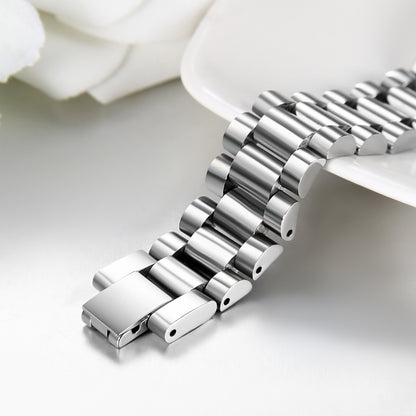 Personalized Classic Silver Tone Polished Stainless Steel Bracelet - Boniskiss