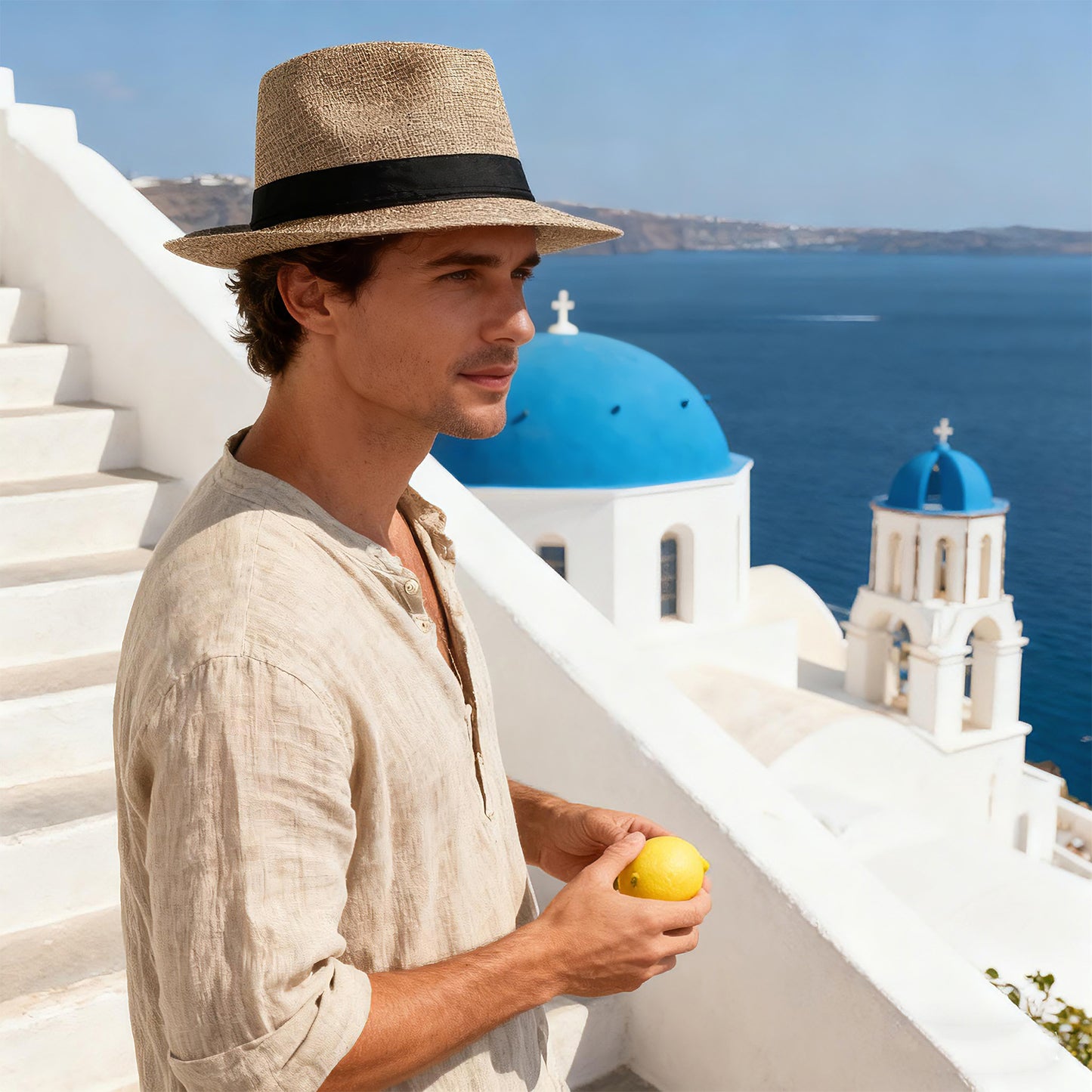Chapeau de soleil Fedora Panama en lin à bords courts - Boniskiss