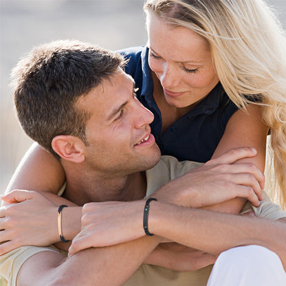 2PCs Customized Couple‘s Adjustable Leather Stainless Steel Bracelet - Boniskiss