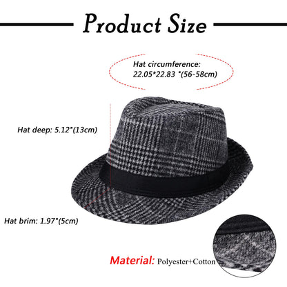Men's Classic Manhattan Gangster Trilby Fedora Hat - Boniskiss