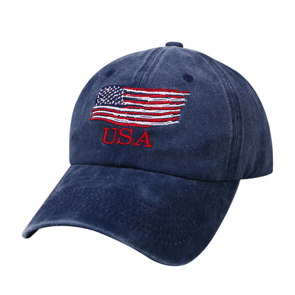 Washed American Flag Baseball Cap Retro Adjustable Cap Trucker Hat - Boniskiss