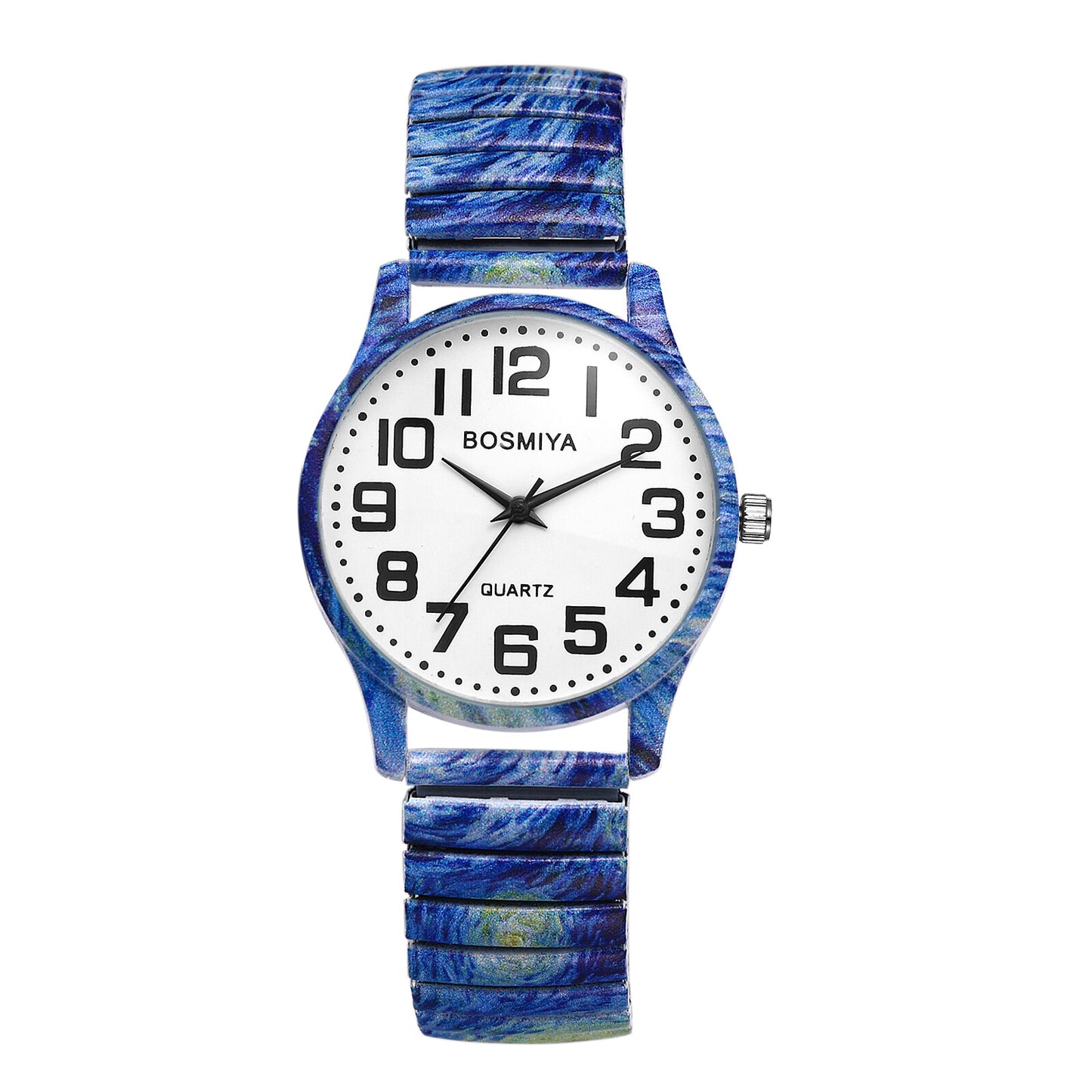 Boniskiss "Starry Night - Van Gogh" Women's Boho Printed Elastic Band Wrist Watch