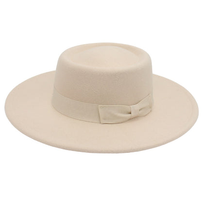 Classic Wide Brim Bow Fedora Hat - Boniskiss