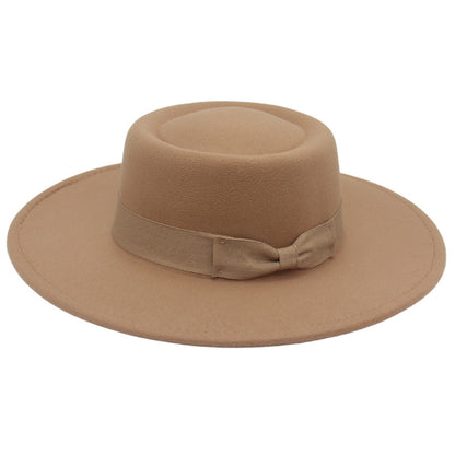 Classic Wide Brim Bow Fedora Hat - Boniskiss