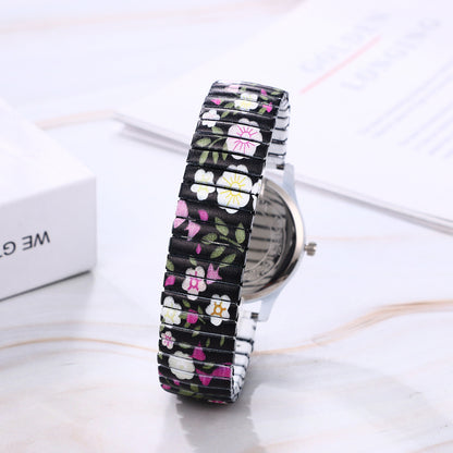 Boniskiss "Blossoms" Women's BohoPrinted Elastic Band Wrist Watch