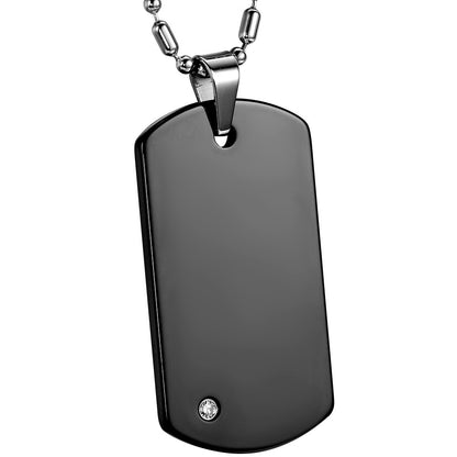 Boniskiss 	High Polished Engravable Tungsten Carbide Mens Dog Tag Pendant Necklace Black, 22 Chain