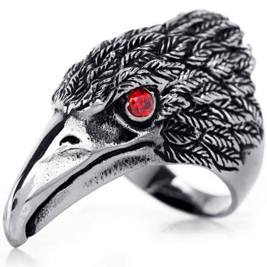 Boniskiss Stainless Steel Hawk Eagle Ring Mens Biker Engagement Wedding Band Black Silver Tone