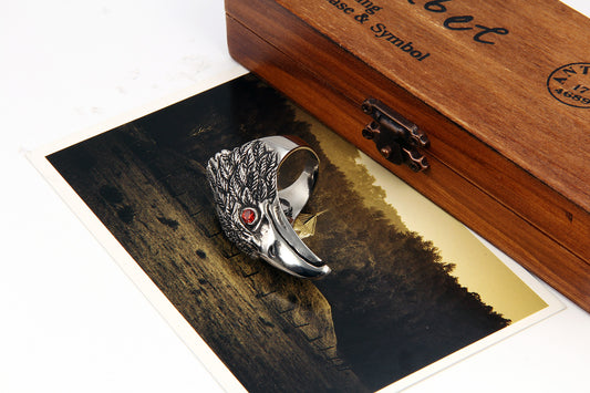 Boniskiss Stainless Steel Hawk Eagle Ring Mens Biker Engagement Wedding Band Black Silver Tone