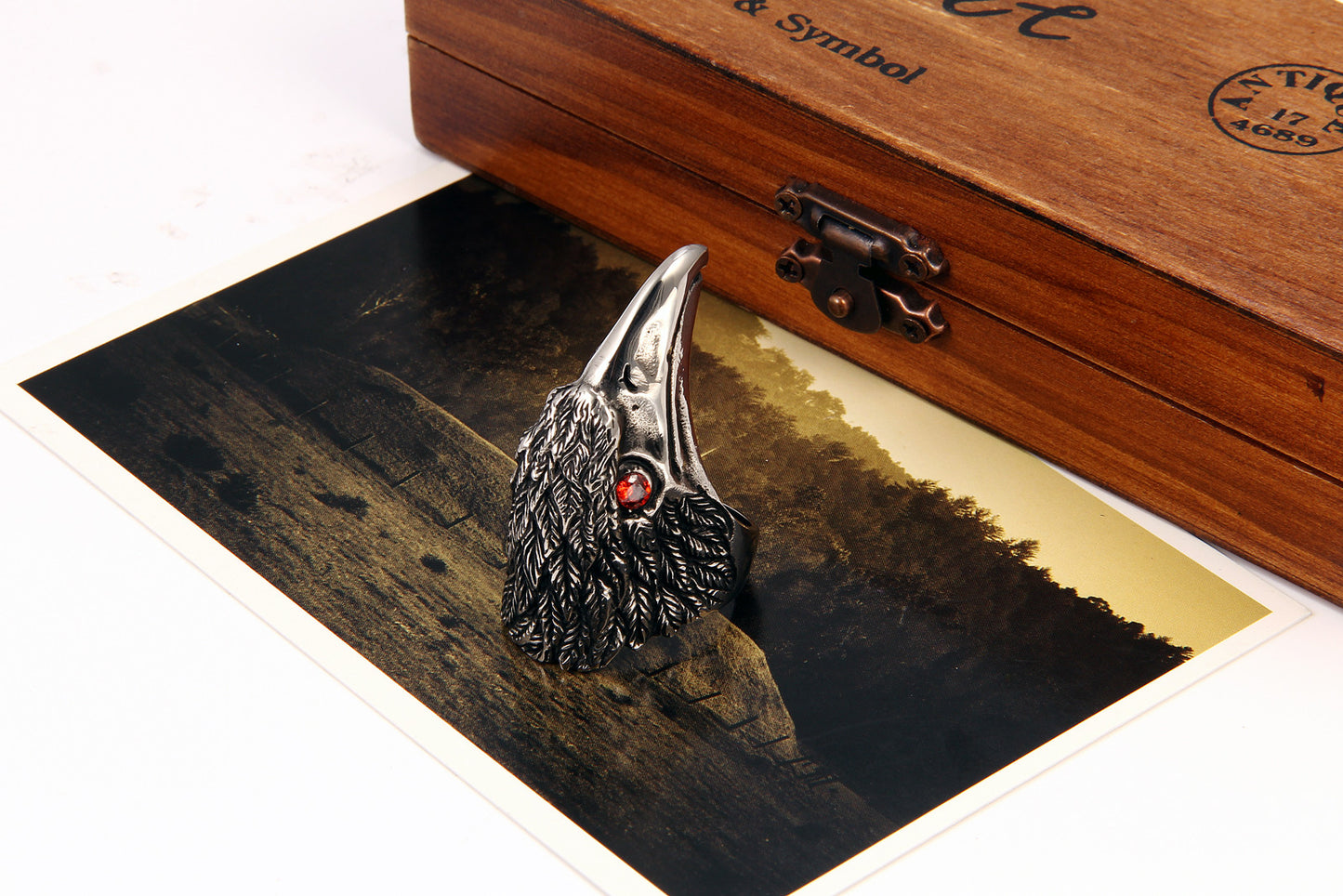 Boniskiss Stainless Steel Hawk Eagle Ring Mens Biker Engagement Wedding Band Black Silver Tone