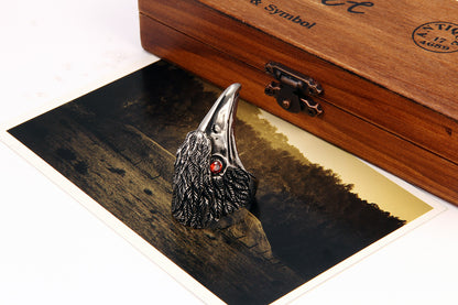 Boniskiss Stainless Steel Hawk Eagle Ring Mens Biker Engagement Wedding Band Black Silver Tone