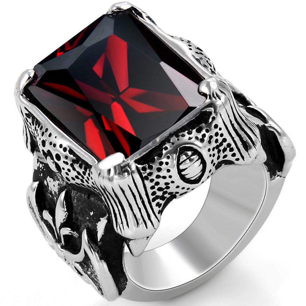 Boniskiss #12 Vintage Style Stainless Steel Wedding Band Dragon Claw Biker Men's Engagement Ring