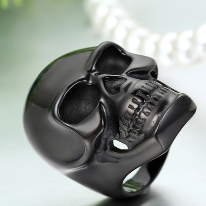 Boniskiss #10 Vintage Style Stainless Steel Skull Biker Ring