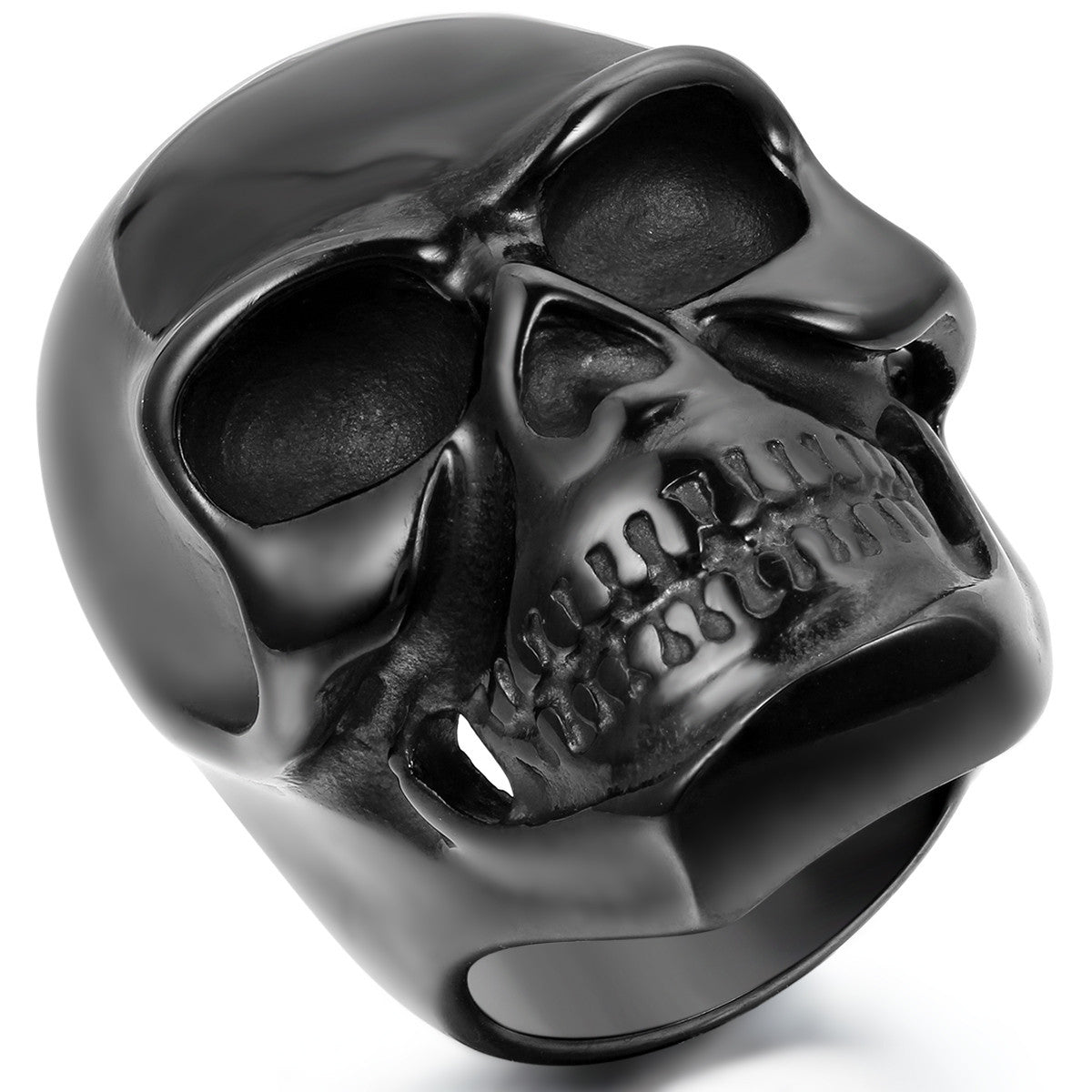 Boniskiss #10 Vintage Style Stainless Steel Skull Biker Ring