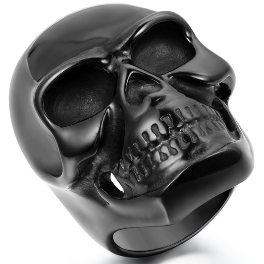 Boniskiss #10 Vintage Style Stainless Steel Skull Biker Ring