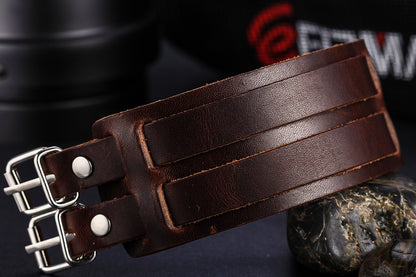 Boniskiss Leather Bangles Wrap Bracelets Strap Wristbands with Buckle Fastening