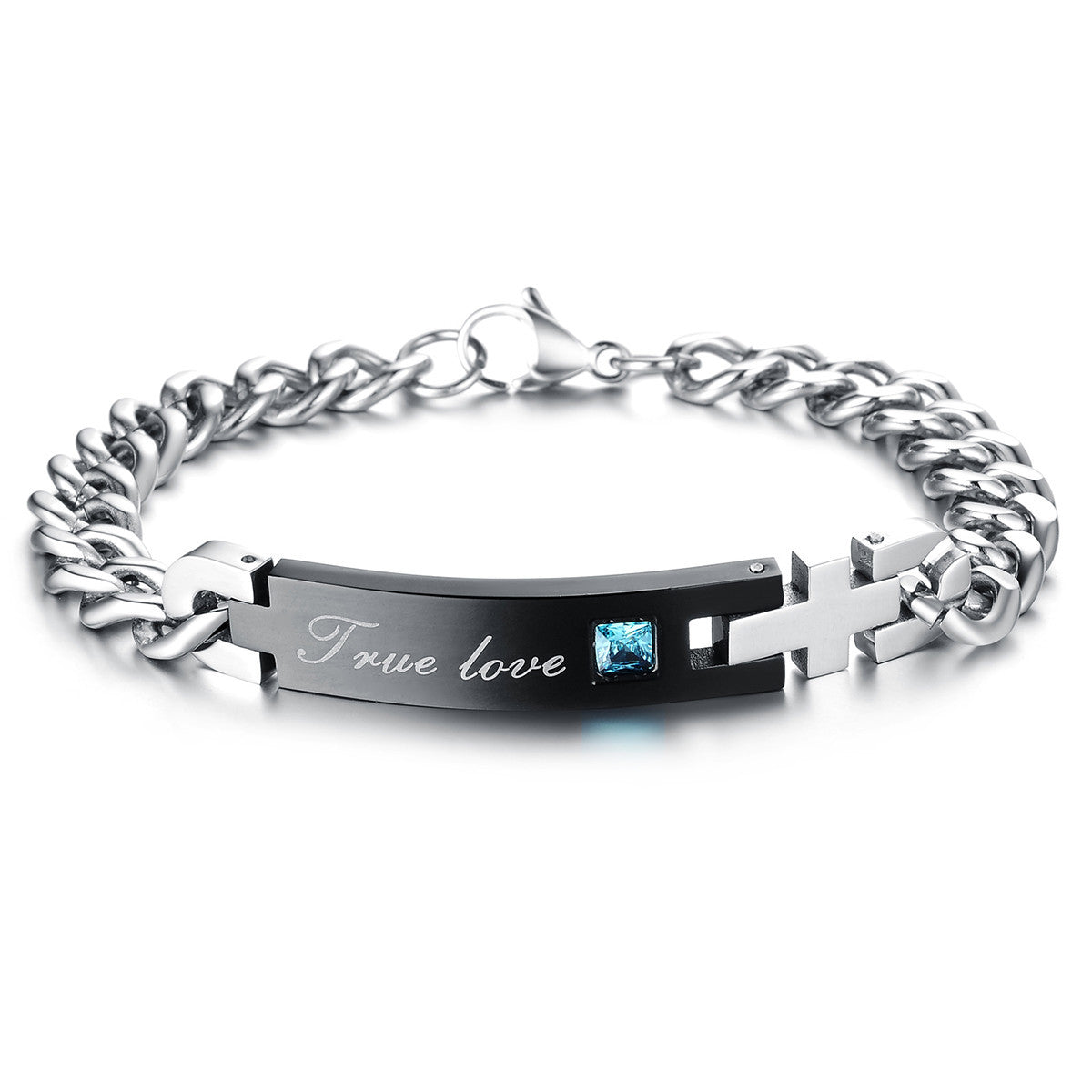 Boniskiss Anniversary Gifts Stainless Steel True Love Couples Chain Bracelet Bangles