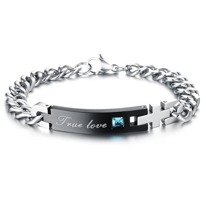 Boniskiss Anniversary Gifts Stainless Steel True Love Couples Chain Bracelet Bangles