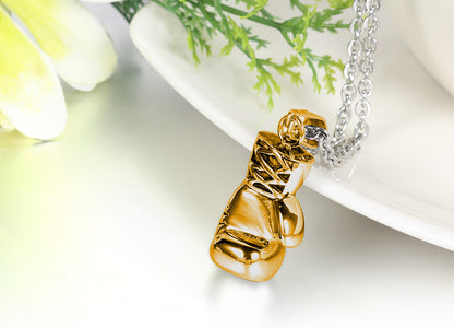 Boniskiss Stainless Steel Necklace with Boxing Glove Gold Tone