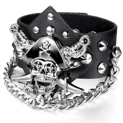 Boniskiss Pirate Leather Bracelet Punk Rock