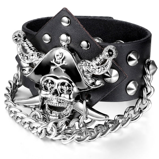Boniskiss Pirate Leather Bracelet Punk Rock