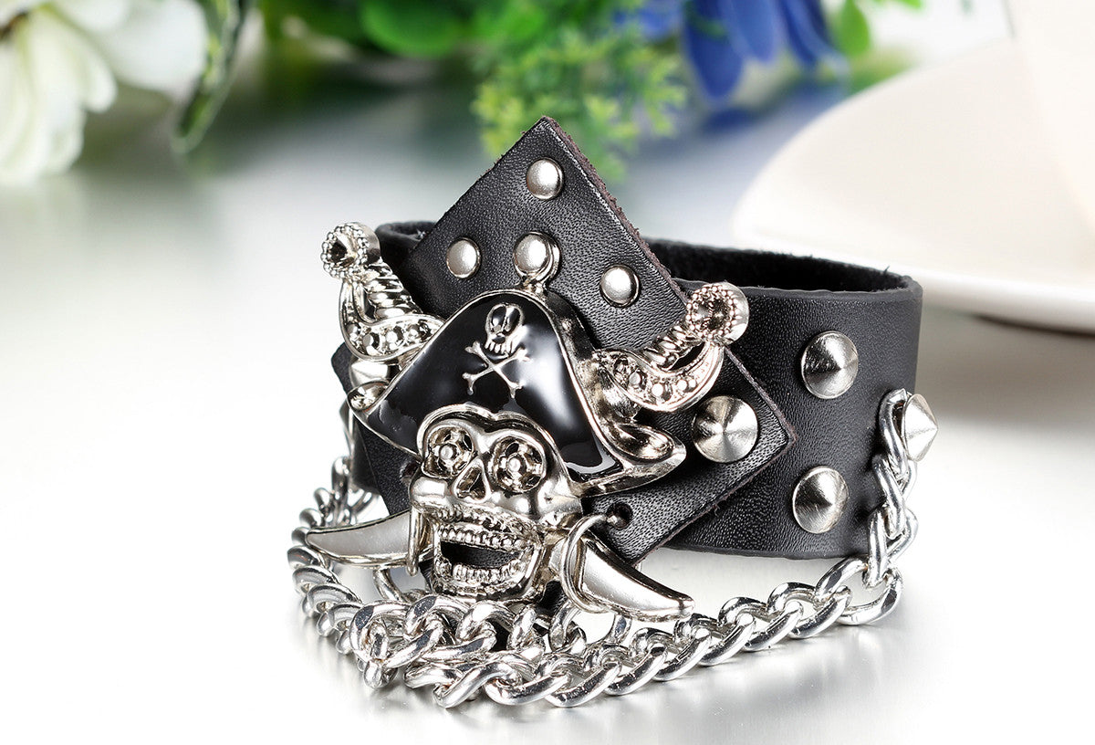 Boniskiss Pirate Leather Bracelet Punk Rock