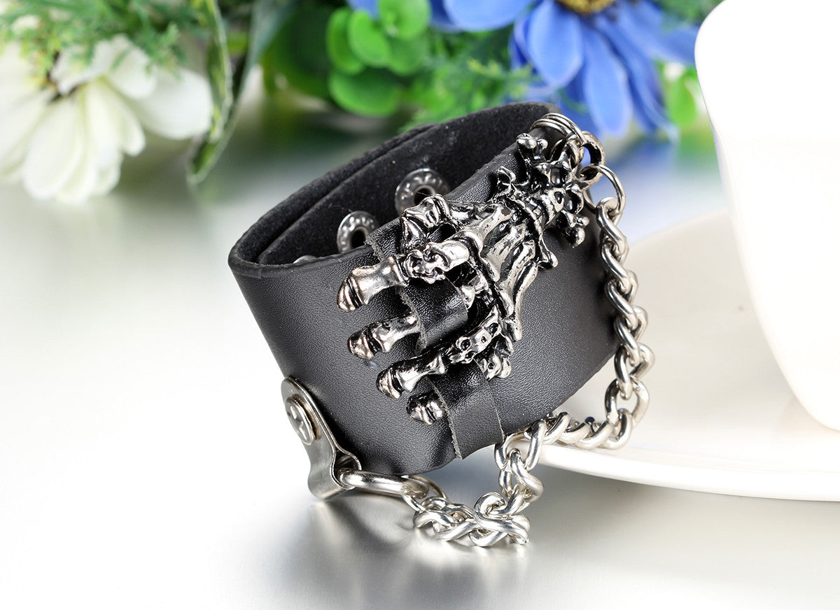 Boniskiss Punk Rock Claw Palm Leather Bracelet