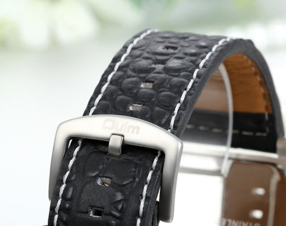 Boniskiss Watch Compass Temperature Six Pointers Large Dial Dual Time Zones Black